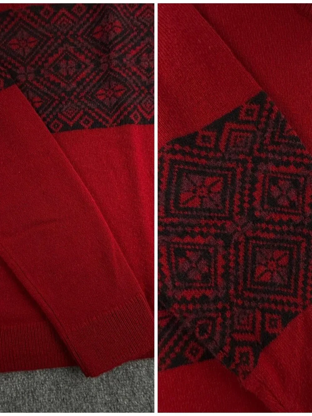 NWT Joseph Abboud Red Fair Isle Wool Blend 1/4 Zip Pullover Sweater 2XL - $80